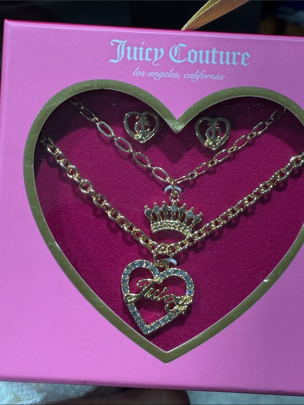 Juicy Couture charm necklace & earring gift set